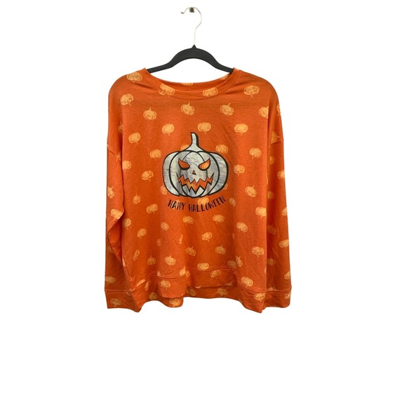 Pumpkins Potions Halloween Orange Pumpkin Print Graphic Sweatshirt Women's - Picture 1 of 4